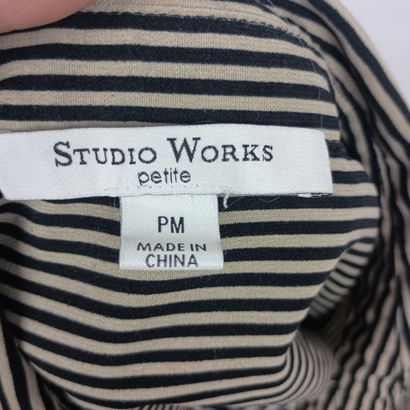 2/$30 STUDIO WORKS Black and White Striped Shirt (#1,095) - Picture 2 of 9